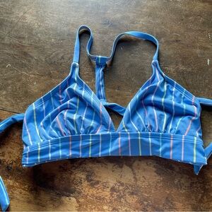 Carve Striped Blue Bikini Top
